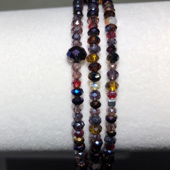 Multi-colored Glass Beaded Wrap Bracelet - Picture 2 of 4
